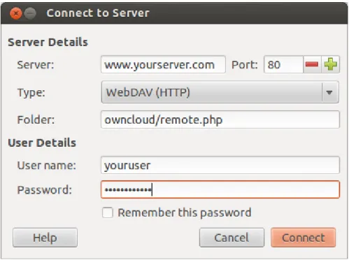 Figure 3.2: Nautilus WebDAV mounting dialog