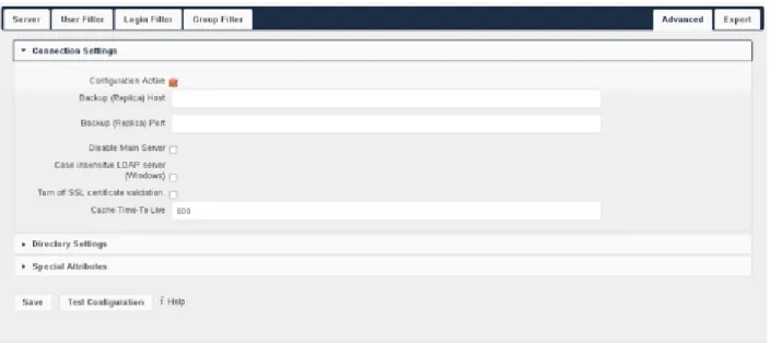 Figure 3.1: LDAP Advanced Settings, section Connection Settings