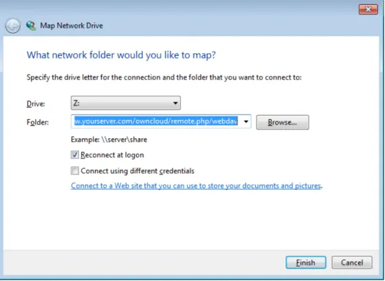 Figure 4.7: Mapping WebDAV on Windows Explorer