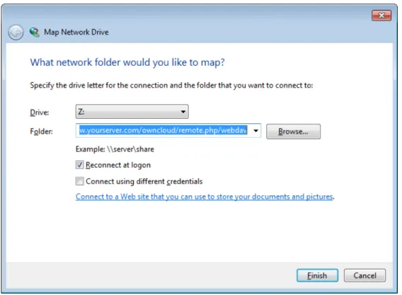 Figure 3.1: Mapping WebDAV on Windows Explorer.