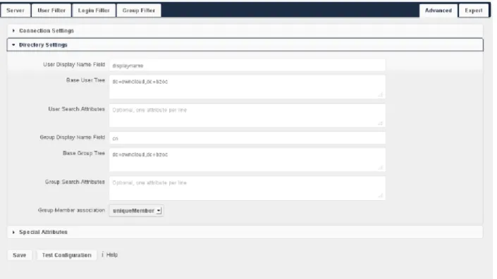 Figure 4.2: LDAP Advanced Settings, section Directory Settings