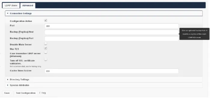 Figure 3.2: LDAP Advanced Settings