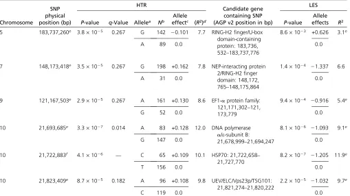 Table 3 Allele frequencies of signiﬁcantly associated SNPs in the maize germplasm groups