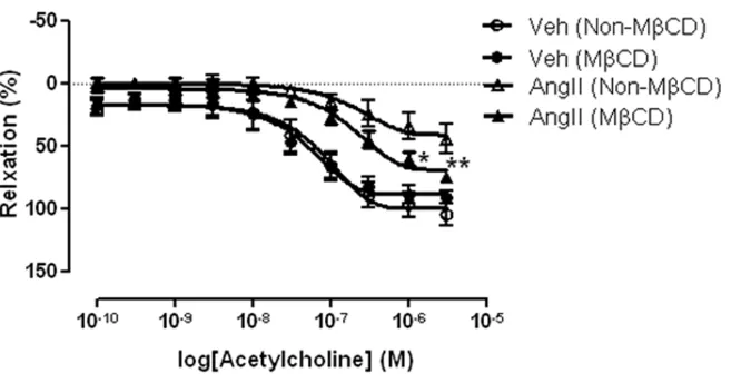 Figure 5. Effects of chemical disruption of caveolae on acetylcholine-induced aortic relaxation