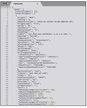 Figure 5: Snip of JSON file obtained from API  