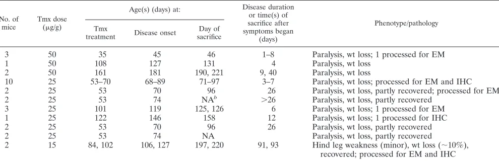 TABLE 1. Tamoxifen-treated DAL/Cre micea