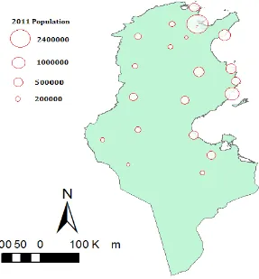 Figure 2. Tunisian populations repartition by governorate in 2011. 