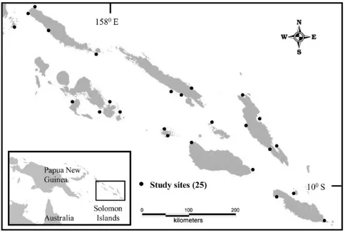 Fig. 1. The main islands of Solomon Islands including site locations.