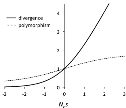 Figure 1 Polymorphism and divergence under weak selection. Expectedabilities of mutations (Kimura 1962)
