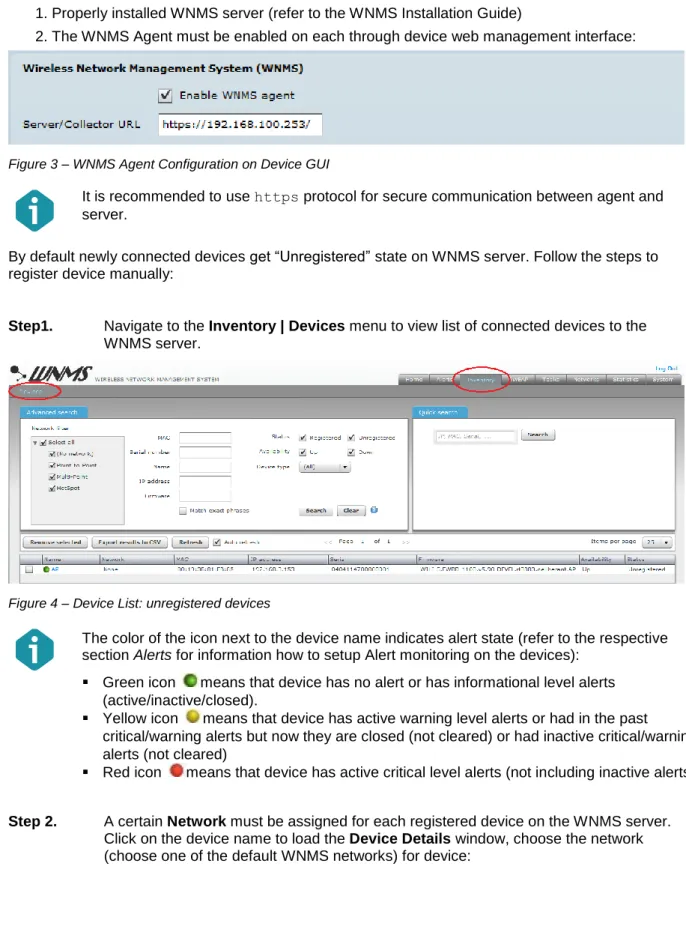 Figure 3 – WNMS Agent Configuration on Device GUI 