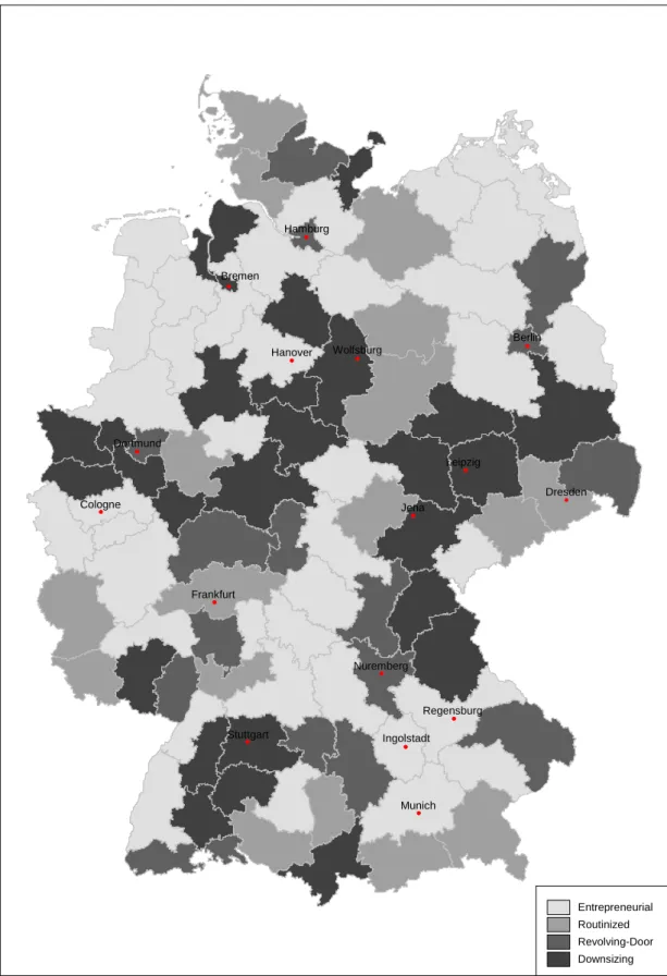 Figure 2: Spatial distribution of growth regimes, Period II 