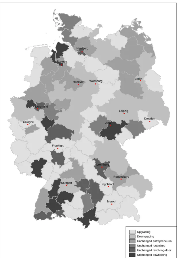 Figure 3: Spatial distribution of the dynamics of growth regimes