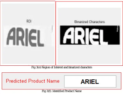 Fig 3(e) Region of Interest and binarized characters  