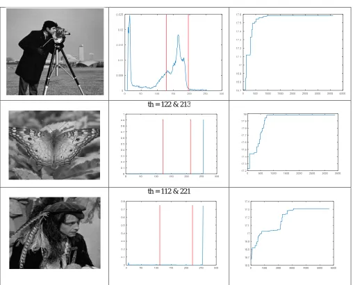 Table 1: Results obtained after applying HSO using Kapur’s over Lena, Baboon, Camera man, Butterfly and Hunter images 