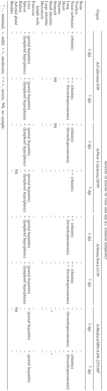 TABLE 2. Histopathology results after inoculation of ferrets with H1N1 isolates