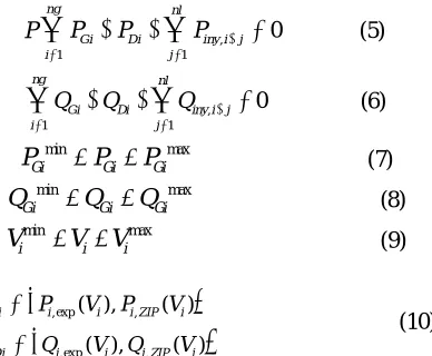 Table 1: Comparative results of the 5-node test power system considering load models  