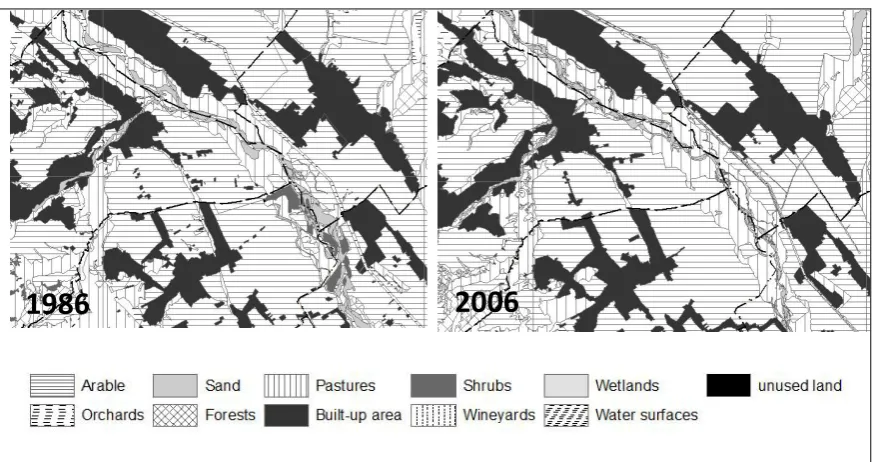 Fig. 1: Representative samples of land cover maps for 1986 and 2006 