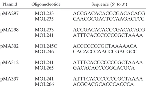 TABLE 1. Oligonucleotides used for plasmid construction
