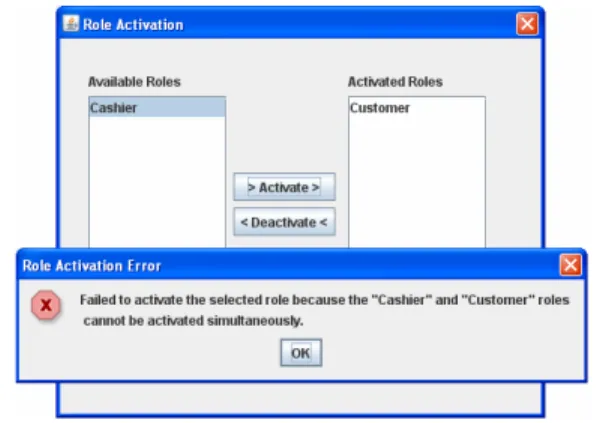 Fig. 5. Enforcing SOD in a banking application  client.        