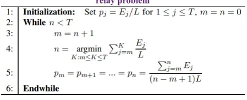 Table 3. Optimal power allocation algorithm for EH single relay problem