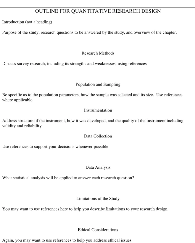 Figure 3. Outline for quantitative research design.