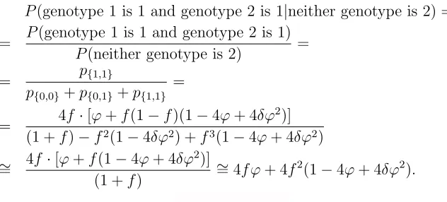 Table S-5: Joint probabilities p{i,j} for the genotypes in two related individuals.
