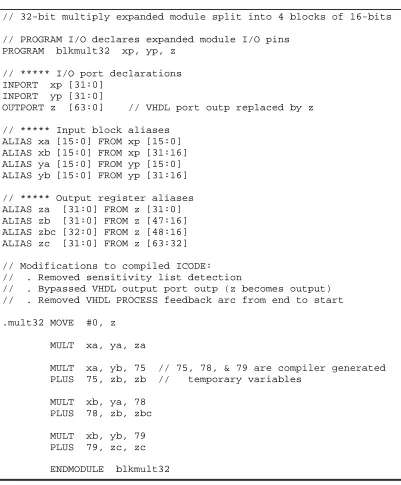 Figure 7b: 32-bit expanded multiplier module - modified ICODE description  