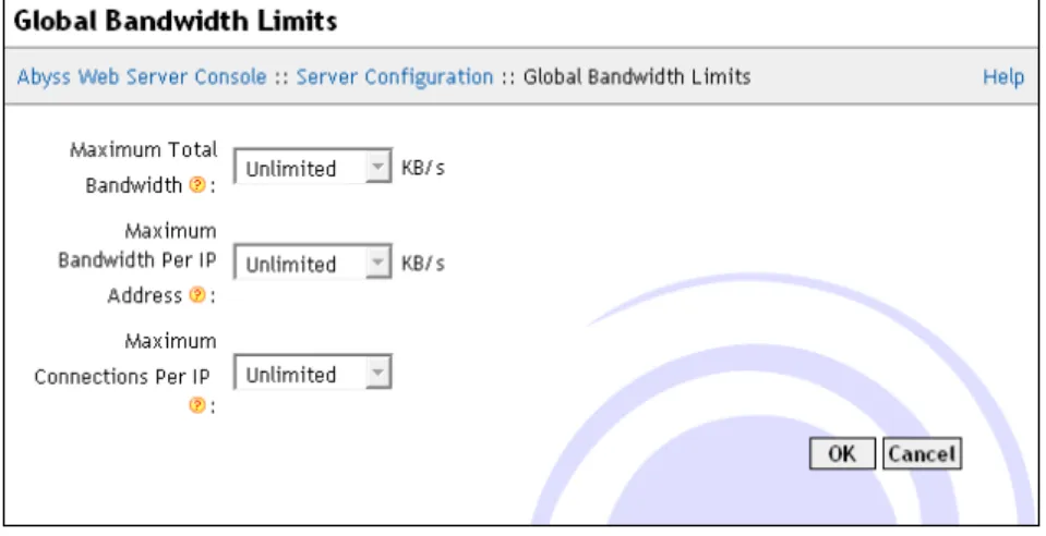 Figure 4-5. Global Bandwidth Limits dialog The dialog contains the following fields: