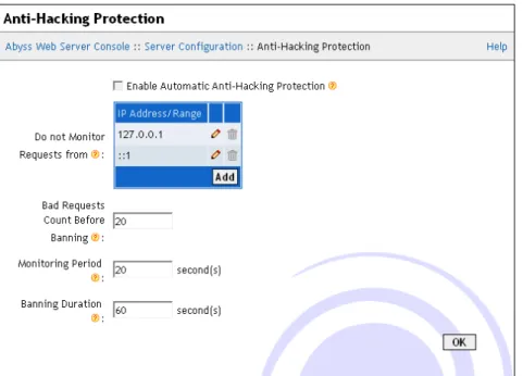 Figure 4-6. Anti-Hacking Protection dialog