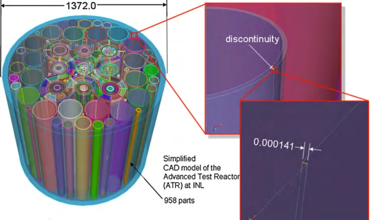 Figure 1.  Sliver surface in the ATR CAD model due to a tolerance issue in the solid model translation