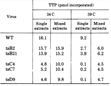 TABLE 2. Induction of DNA polymerase activity byWT virus and ts mutants of HSV-1 at 34 and 39 C