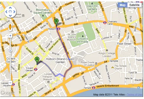 Figure 1. Route in Google maps.