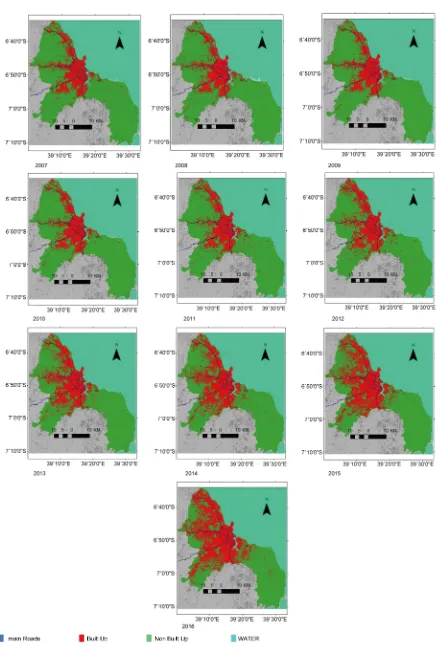 Figure 5. Annual classification maps for three land class. 