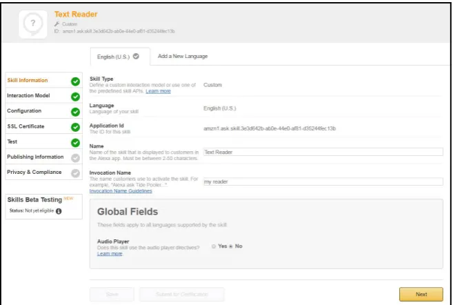 Figure 8. Creating skill set within the AWS. 