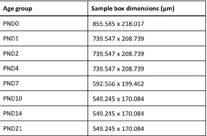 Table 1. Sample box sizes for the medial amygdala (MeA) in prairie vole pups by age group