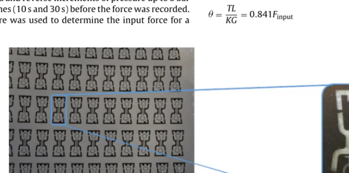 Fig. 3. Array of photo etched micro-grippers (scale bar 15 mm).