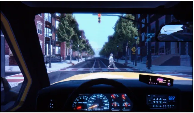 Figure 3.3. A screenshot showing the mini driving game that simulates methamphetamine-