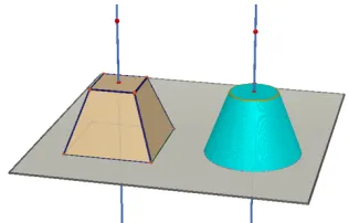 Figure 5. A pyramid and cone, and a plane parallel to their base 