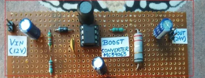 Fig. 5. Boost Converter using MC34063 marked in red box 