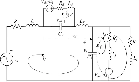 Figure 7. The equivalent circuits of right shunt UPQC. 