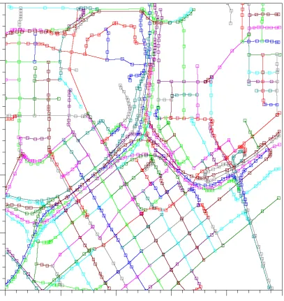 Figure 4.20: Topological representation of road map of an urban area. Roads are represented by connected and intersecting polylines