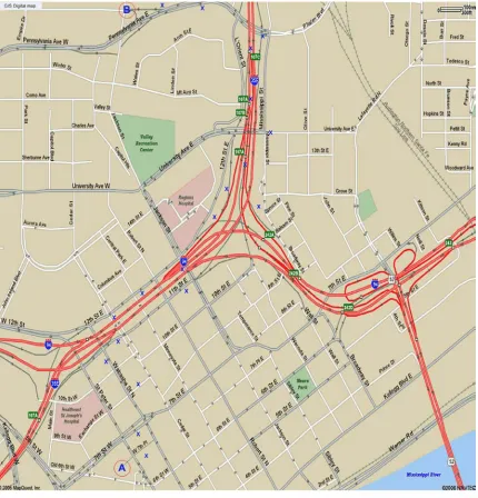 Figure 3.7:  Raw location points, candidate for a trajectory leg. 