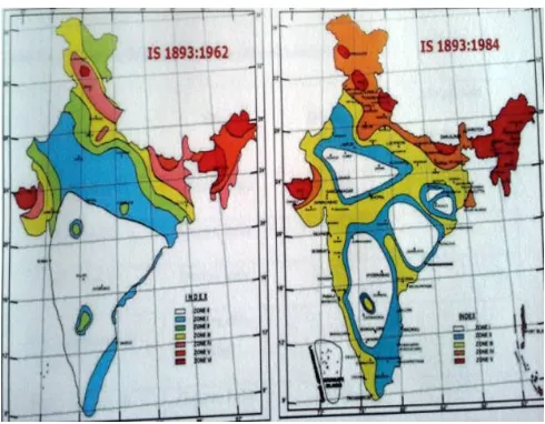 Figure 1.2 Seismic Zoning maps of India from (1962 – 2002)  