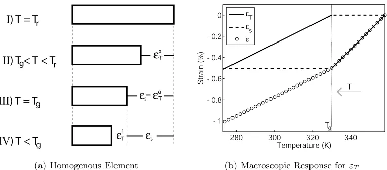 Figure 2.3: A single homogenous polymer element during a cooling process showing the