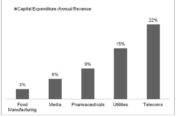 Figure 2.2: Capital intensity by sector as of December 2002 