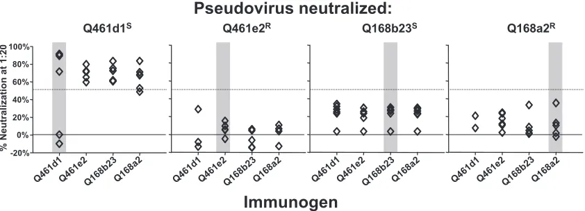 TABLE 1. Endpoint titers of binding antibodies to four differentHIV-1 gp140 proteins