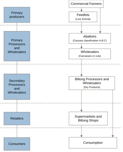 Figure 3.1: Beef/Biltong Value Chain adapted from (Beyers, 2017). 