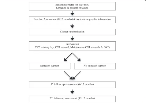 Figure 1 Flow diagram of training and outreach trial and assessment schedule.