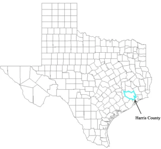 Figure 1. Study area: Harris county, TX. 