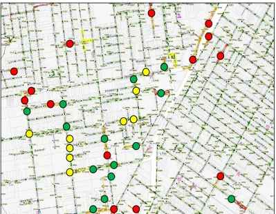 Figure 4.2‎ A Section of drainage system in SW with reported and predicted hotspots. Red 
